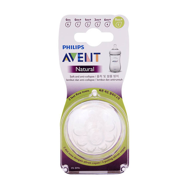 Núm ti silicone Philips Avent Natural cho trẻ từ 9 tháng tuổi (Vỉ 2 núm)